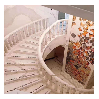 สีขาวปลายกระชับบันไดหินมาร์บอรี่ด้วยกระจก Railing จากอิตาลี ODM OEM นําเสนอ