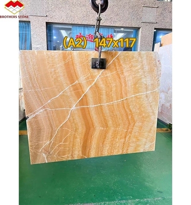 ความทนทานความหนา /- 1 มิลลิเมตร หนังสือโบราณ Match เหลือง Onyx มาร์บอร์สําหรับ Washbo ส่วนประกอบ