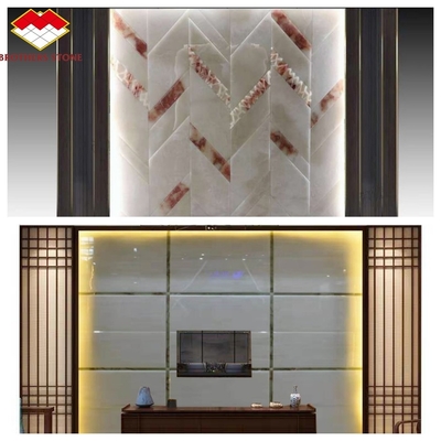 แผ่นหินมาร์บอร์ Onyx สวยในขนาดมาตรฐานหรือตามความต้องการสําหรับกรอบประตูและแผ่นคลุม