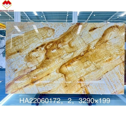 หนังสือตกแต่งภายในคู่เคียงน้ําผึ้งสีเหลือง ผงมาร์บอร์ Onyx สําหรับพื้นผิวผนัง