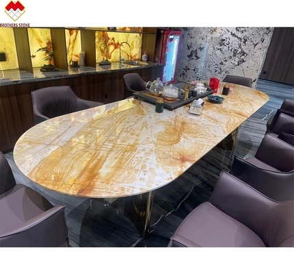 หนังสือตกแต่งภายในคู่เคียงน้ําผึ้งสีเหลือง ผงมาร์บอร์ Onyx สําหรับพื้นผิวผนัง