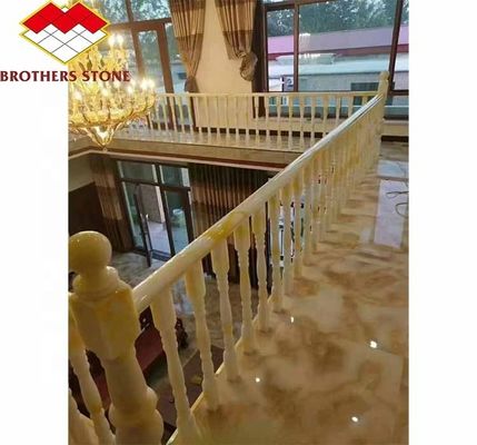 ขั้นตอนติดพื้น มาร์บอร์ Onyx และมาร์บอร์ขาว Balustrade ราง