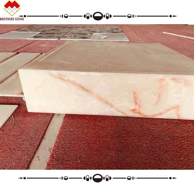 แผ่นหิน Onyx สีขาวธรรมชาติที่เคลือบสําหรับพื้นและผนังหรูหรา