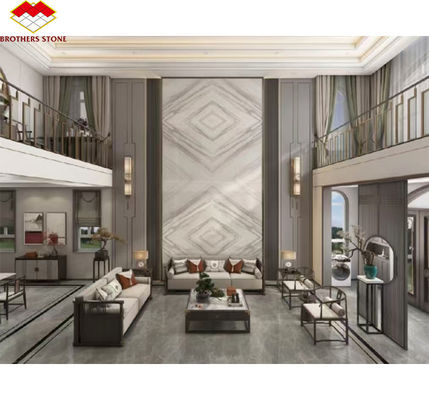 สไตล์การออกแบบโรงแรม โมเดิร์น White Marble TV Wall Board Panel สําหรับโครงการปรับปรุงบ้าน
