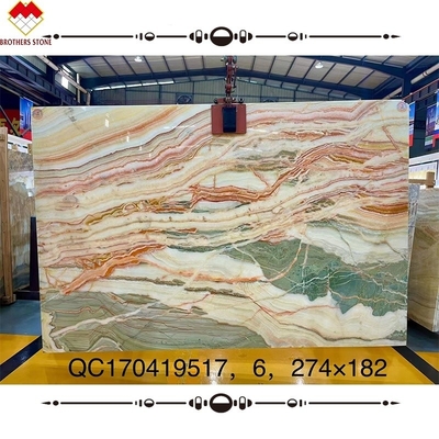 สีหลาย สีแดง Onyx แผ่น Agate หินเคลือบผนังพื้นหลัง สีเหลือง Onyx มาร์บูล ดี