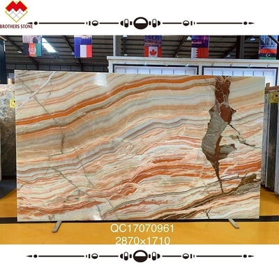 สีหลาย สีแดง Onyx แผ่น Agate หินเคลือบผนังพื้นหลัง สีเหลือง Onyx มาร์บูล ดี