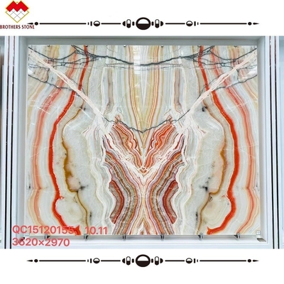 สีหลาย สีแดง Onyx แผ่น Agate หินเคลือบผนังพื้นหลัง สีเหลือง Onyx มาร์บูล ดี