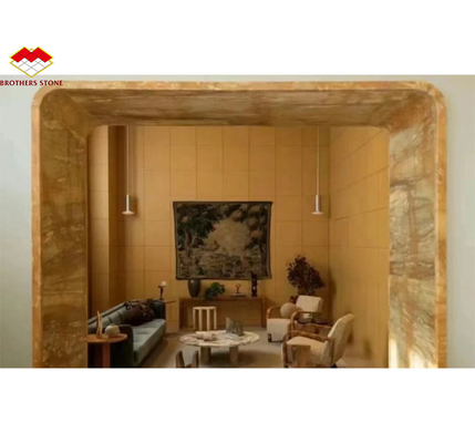 สไตล์การออกแบบที่ทันสมัย อิตาลี Luxury Big Slab Sienna กระเบื้องมาร์บอร์มทองสําหรับแผ่นผนังโรงแรมและโต๊ะ