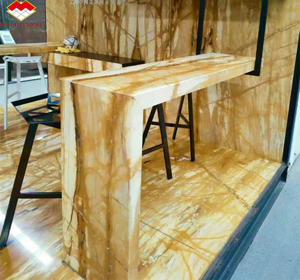 สไตล์การออกแบบที่ทันสมัย อิตาลี Luxury Big Slab Sienna กระเบื้องมาร์บอร์มทองสําหรับแผ่นผนังโรงแรมและโต๊ะ