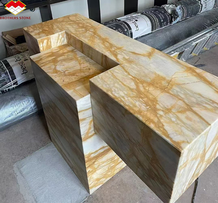 สไตล์การออกแบบที่ทันสมัย อิตาลี Luxury Big Slab Sienna กระเบื้องมาร์บอร์มทองสําหรับแผ่นผนังโรงแรมและโต๊ะ