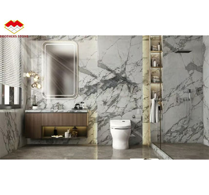 สีอาราเบสคาโต้ สีขาว อิตาลี ผงมาร์บอร์มสําหรับผนังและโต๊ะอาหารแบบกลมที่ทันสมัย