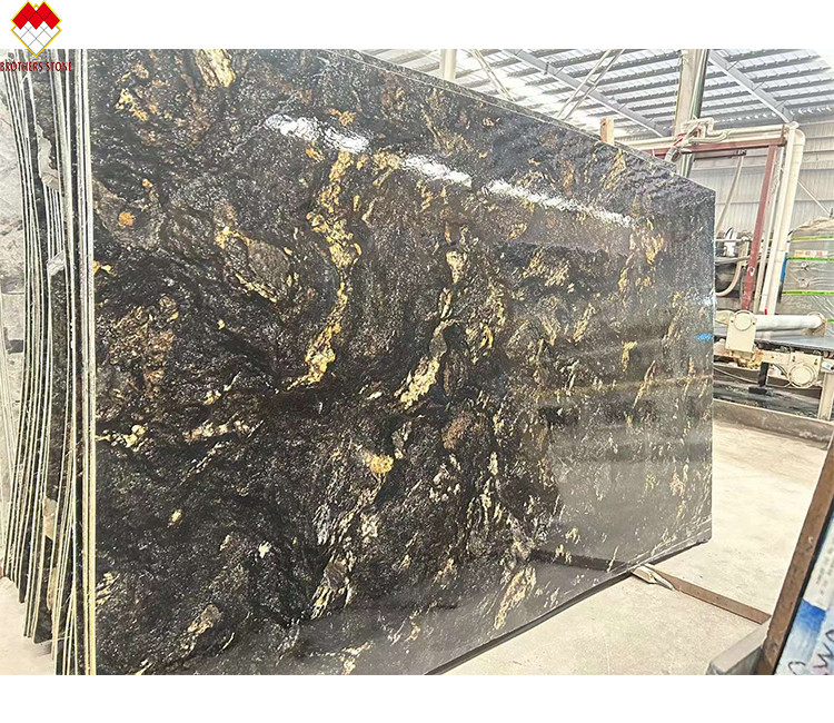 ปรับแต่งหรูหราทองดําเส้นเลือด Quartzite หิน Vanity Top สําหรับครัวและห้องน้ํา