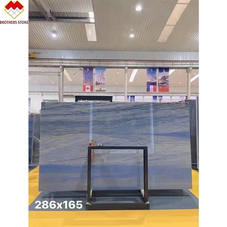Blue Blue Macaubas Quartzite Stone Polished Honed Surface การออกแบบกราฟฟิกสําหรับปลายบ้าน
