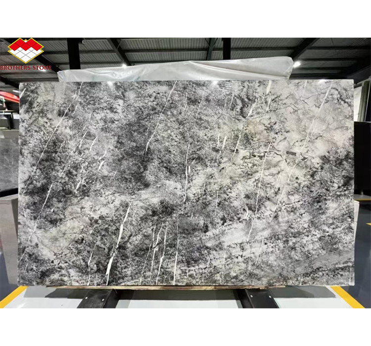 หินธรรมชาติอิตาลี เงิน Fir สีดํา สีเทา ดู มาร์บูล เนื้อหา Slab สําหรับโครงการด้านผนังบ้าน